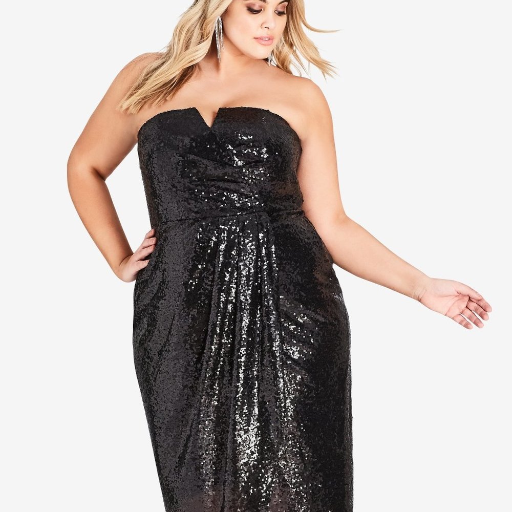 City Chic Sequin Siren Maxi Dress Size 18